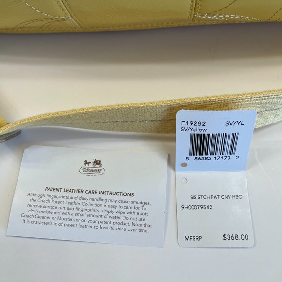 Coach Vintage Signature Hobo /Crossbody Patent Leather in Soft Yellow - Picture 10 of 14